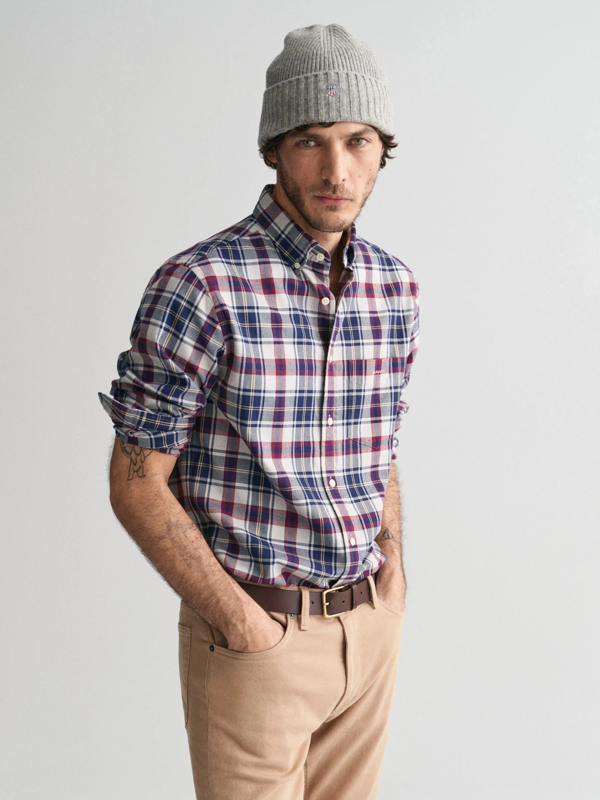 Gant Regular Fit Plaid Flannel Jaspé Shirt