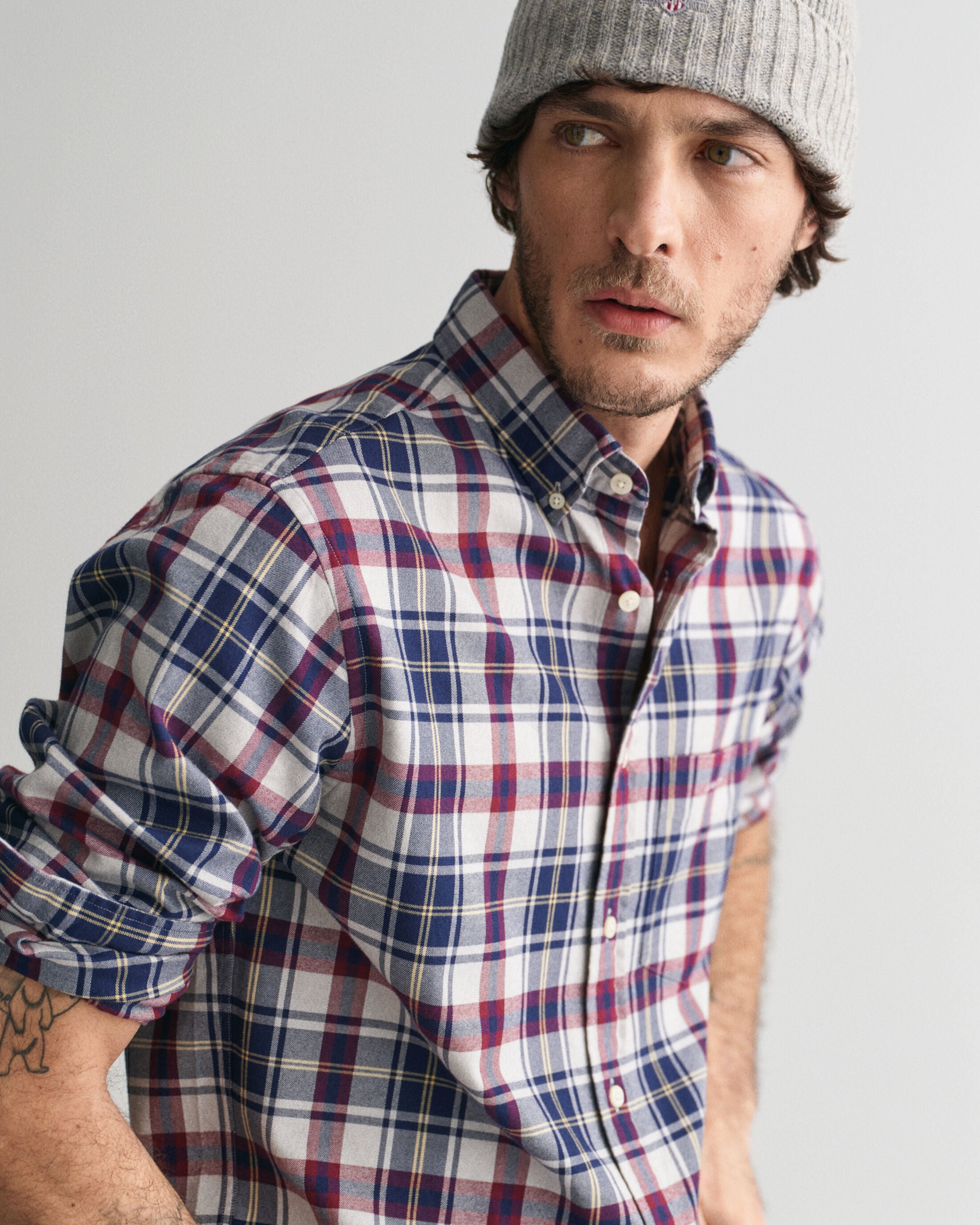 Gant Regular Fit Plaid Flannel Jaspé Shirt